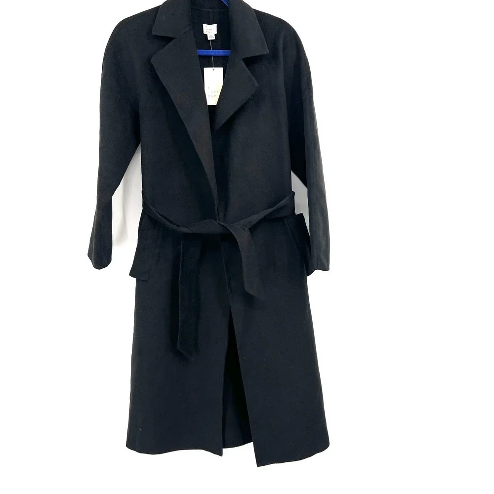 NWT A New Day black felt trench coat jacket Fall BTS jacket minimalist XS
